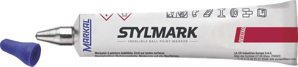 Tube marqueur a bille indelebile toutes surfaces bleu MARKAL - 11628