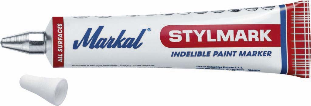 Tube marqueur a bille indelebile toutes surfaces blanc MARKAL - 11632