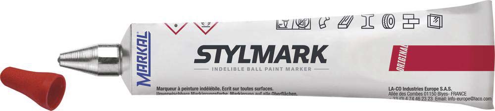 Tube marqueur a bille indelebile toutes surfaces rouge MARKAL - 11636