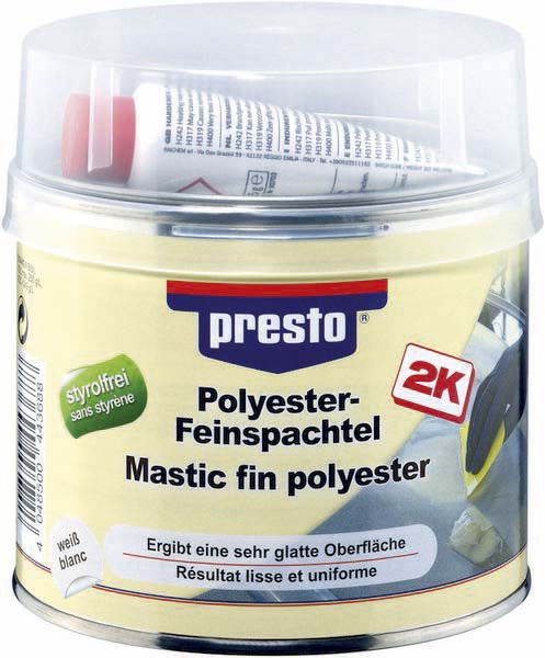 Mastic fin polyster + durcisseur 1kg sans styrene PRESTO - 12048