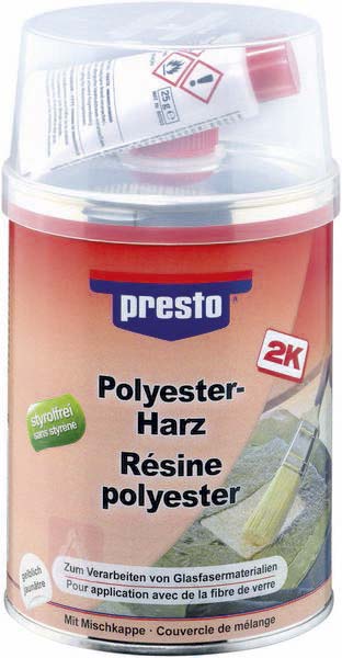 Résine polyester avec durcisseur - pot de 1kg PRESTO - 12052