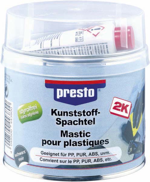 Mastic de réparation pour plastique avec tube durcisseur - pot de 1 kg PRESTO - 12054