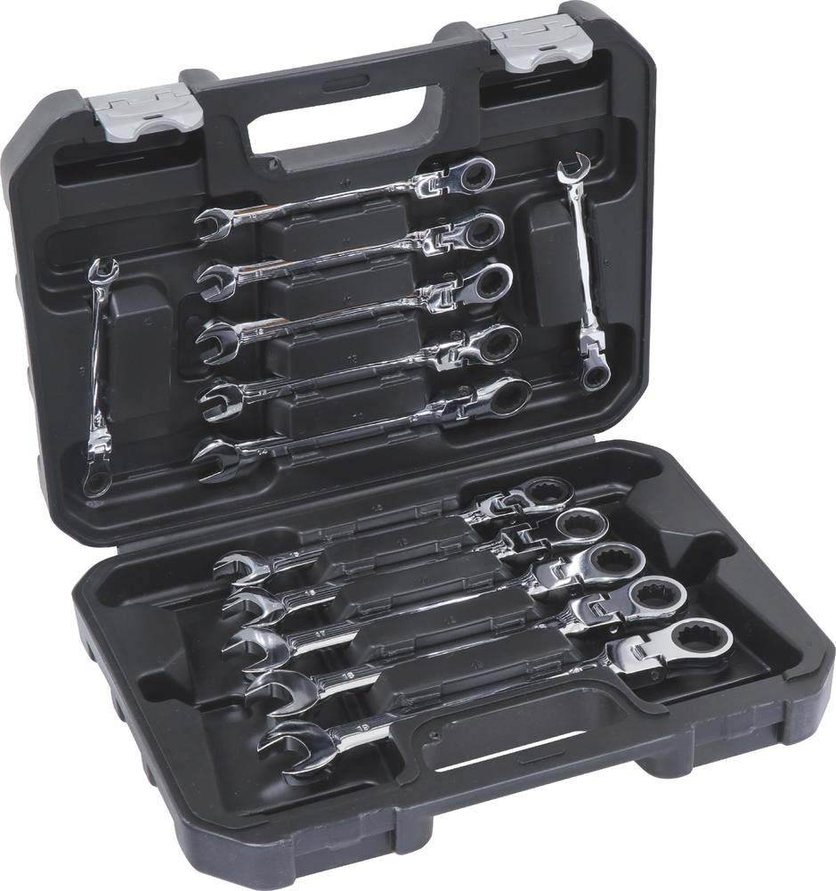 Jeu de 12 clés mixtes articulees a cliquet en mallette DRAKKAR TOOLS - 12600