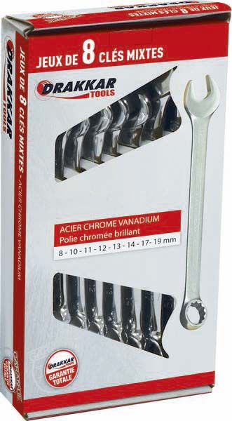 Jeu 8 cles 8 a 19mm full polish dt DRAKKAR TOOLS - 13907