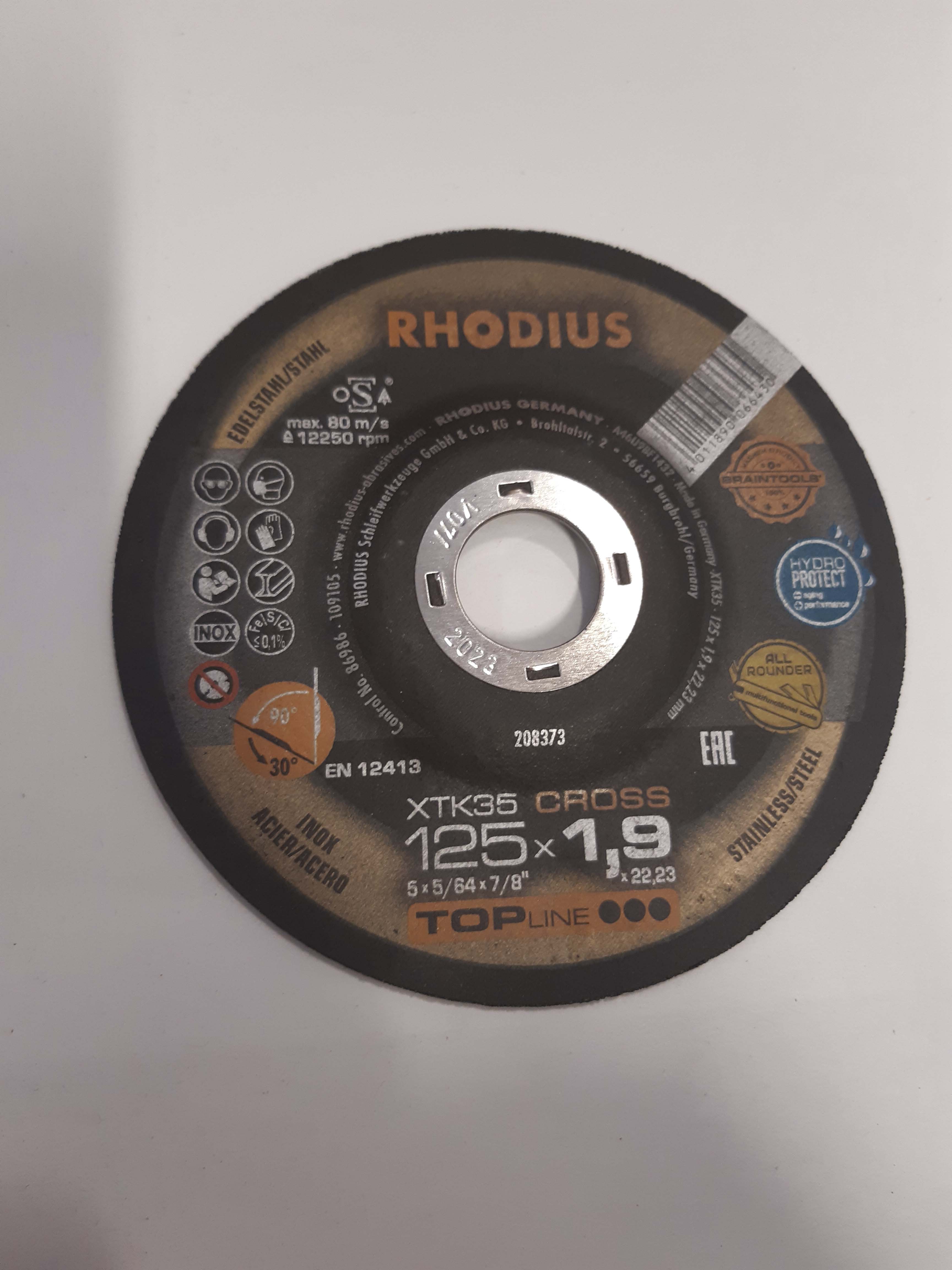 Disque à tronçonner et à ébarber acier/inox 125x1,9x22 - lot de 25 pcs RHODIUS - 14061