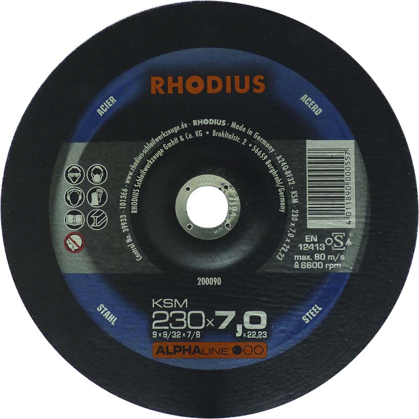 Lot 10 meules ebarbage acier 230x7x22 RHODIUS - 14065