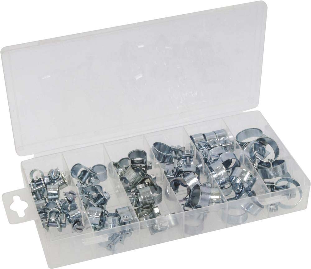 Collier à durite acier zingué 9mm de 6 à 21mm - coffret de 56 pcs KLIPPER - 14177