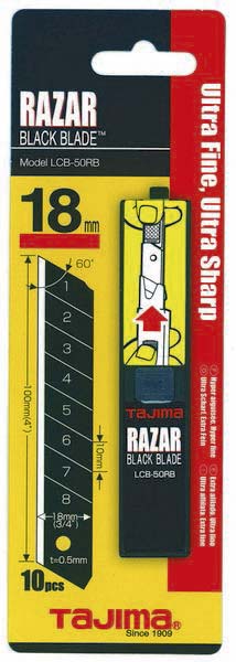 Boite de 10 lames 18mm noire razar black TAJIMA - 14612