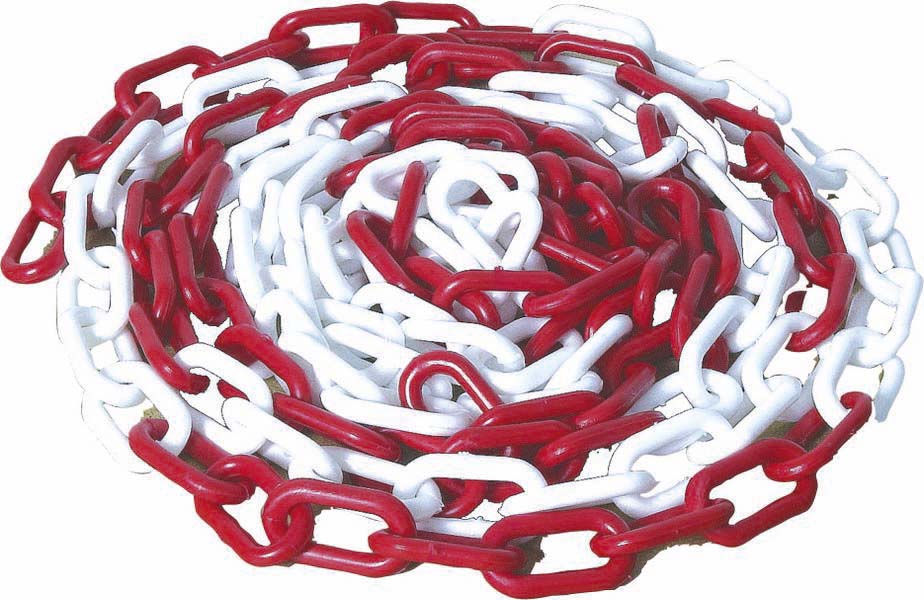 SACHET 25M CHAINE SIGNALISATION -PLASTIQUE- BLANC / ROUGE -14860