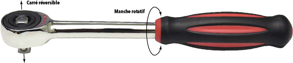 Cliquet 1/2' 60 dents réversible à manche rotatif DRAKKAR TOOLS - 15106