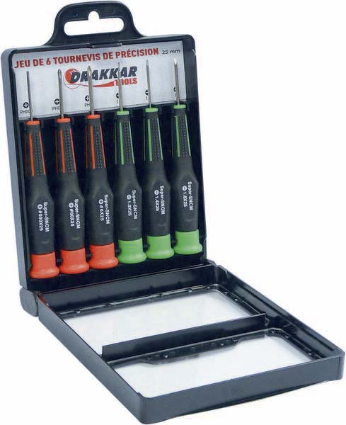 Jeu 6 mini tournevis de precision DRAKKAR TOOLS - 15424