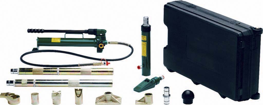 Vérin hydraulique de réparation carrosserie 10T - coffret sur roues 15 pcs COMPAC - 15489