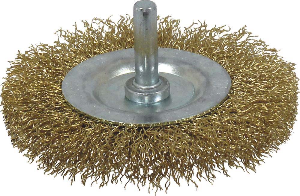 Brosse circulaire sur tige 6mm fil laiton ondulé 75mm DRAKKAR TOOLS - 15524