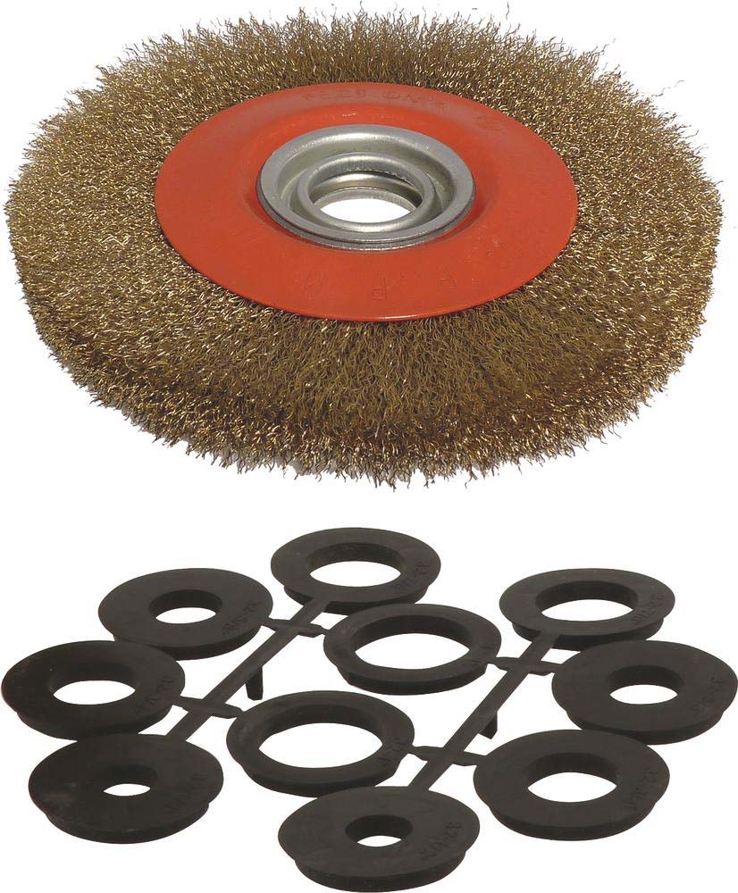 Brosse métallique 200x32mm avec bagues multi-alésage - 15530