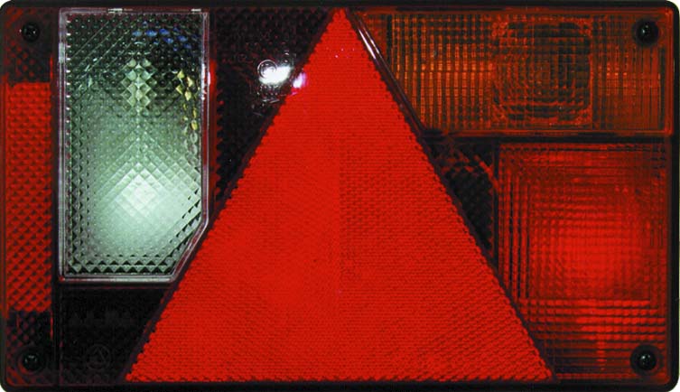 Feu arrière rectangle droit 12V 6 fonctions avec connecteur 5 plots 235x135mm - 16104