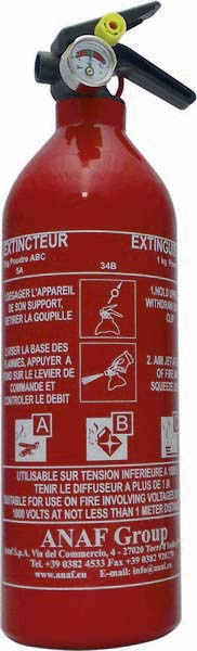 Extincteur à pression permanente à poudre ABC avec manomètre 1kg ANAF - 16454