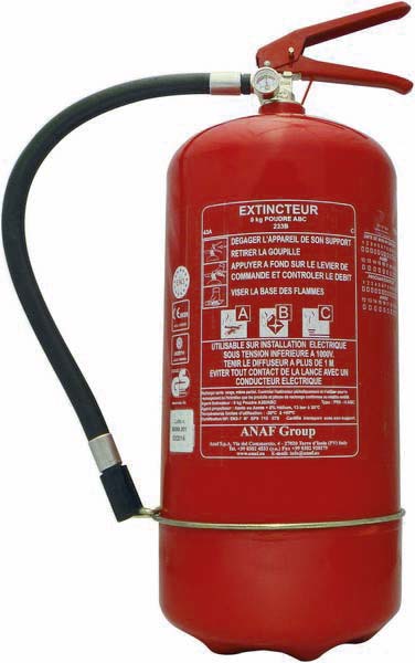Extincteur à pression permanente à poudre ABC avec manomètre 9kg ANAF - 16459