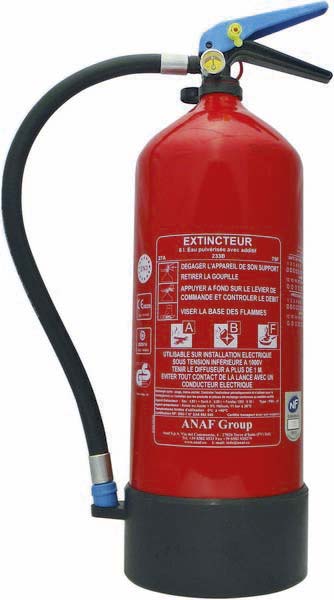 Extincteur à pression permanente à eau pulvérisée avec additif avec manomètre 6L ANAF - 16495