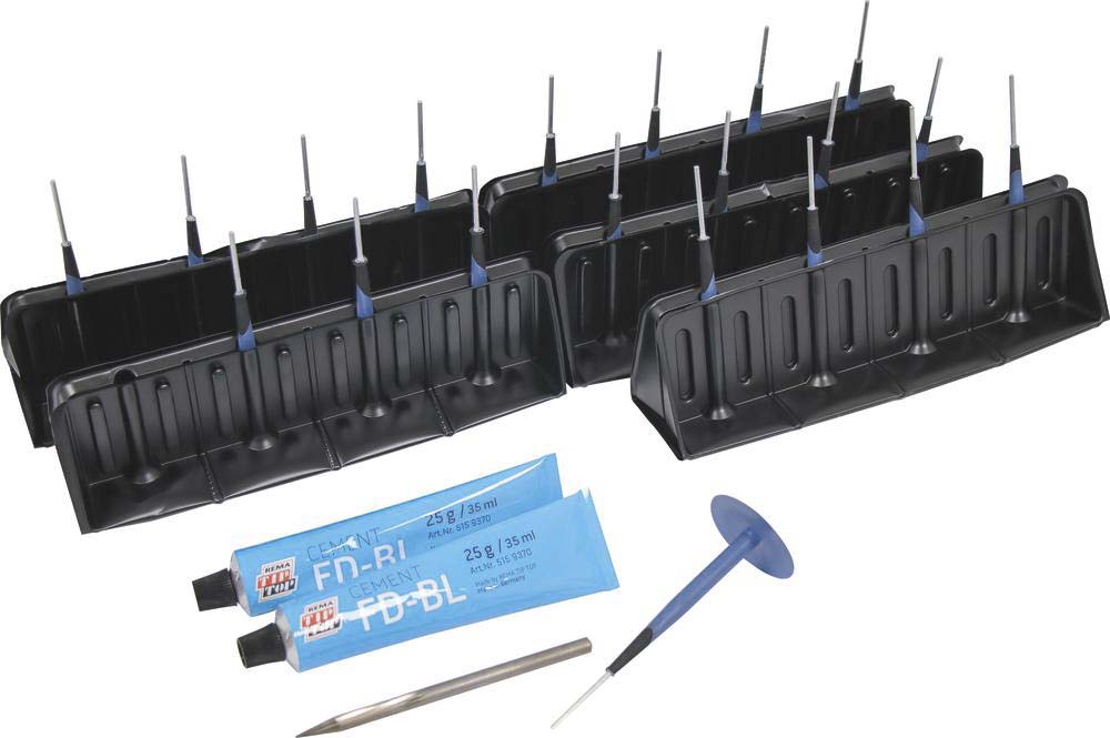 Réparation pour pneus tubeless - kit 20 champignons 6mm avec colle et fraise REMA TIP TOP - 16655
