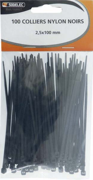 Collier nylon 2,5x100mm noir - lot de 100 pcs SODELEC - 16867