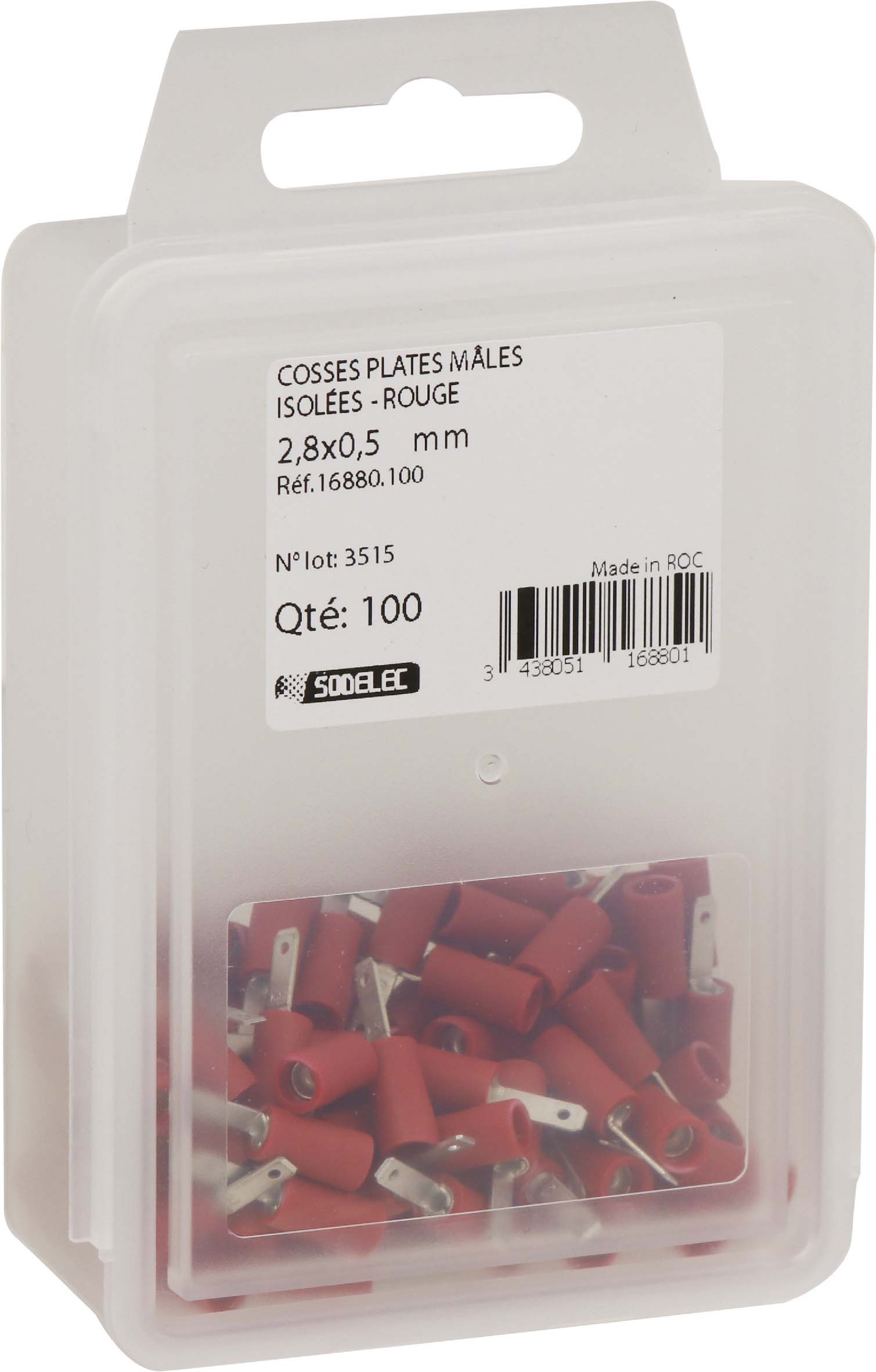 100 cosses plates males isolees rouges 28x05 en blister - 16880100