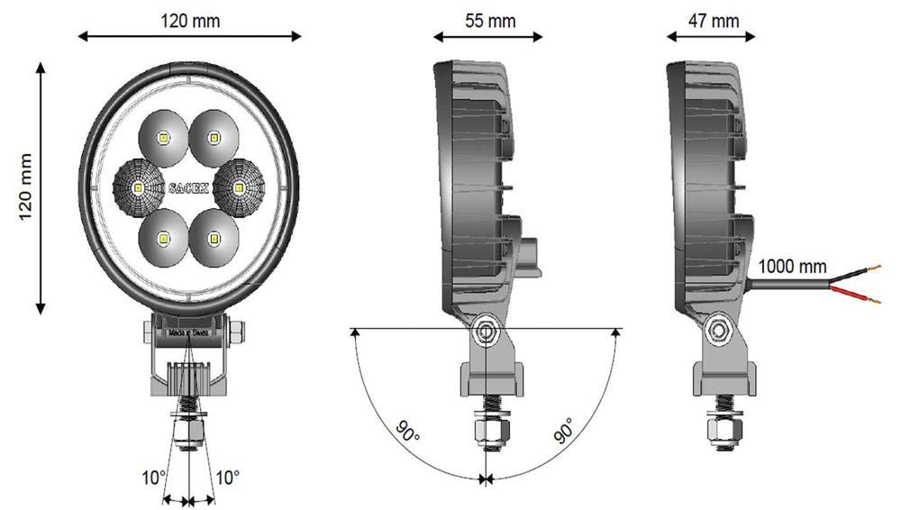 Phare de travail led rond diam 120mm CEA - 17031
