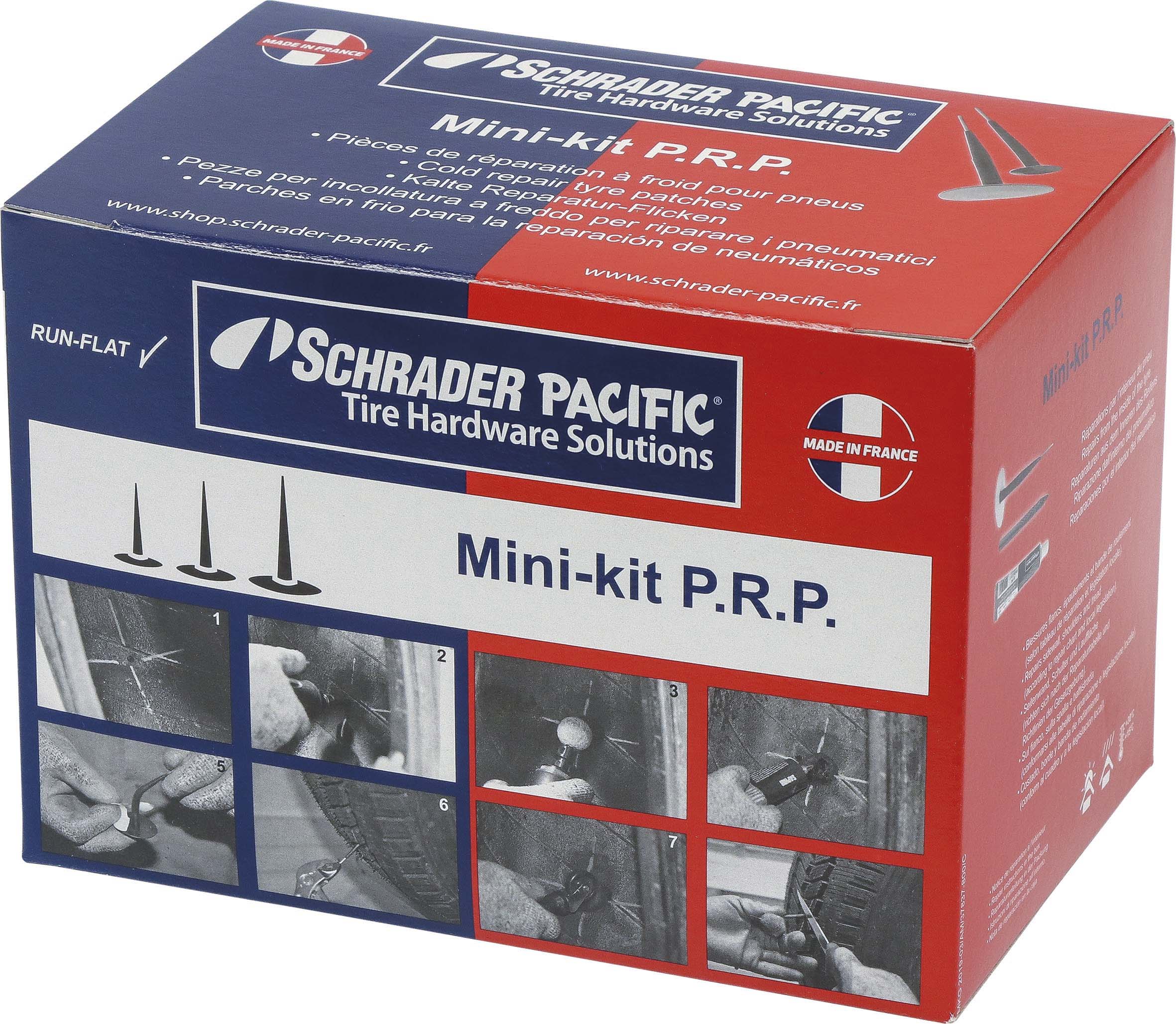 Réparation pour pneus tubeless - kit 24 champignons 6mm avec colle et fraise SCHRADER - 17039