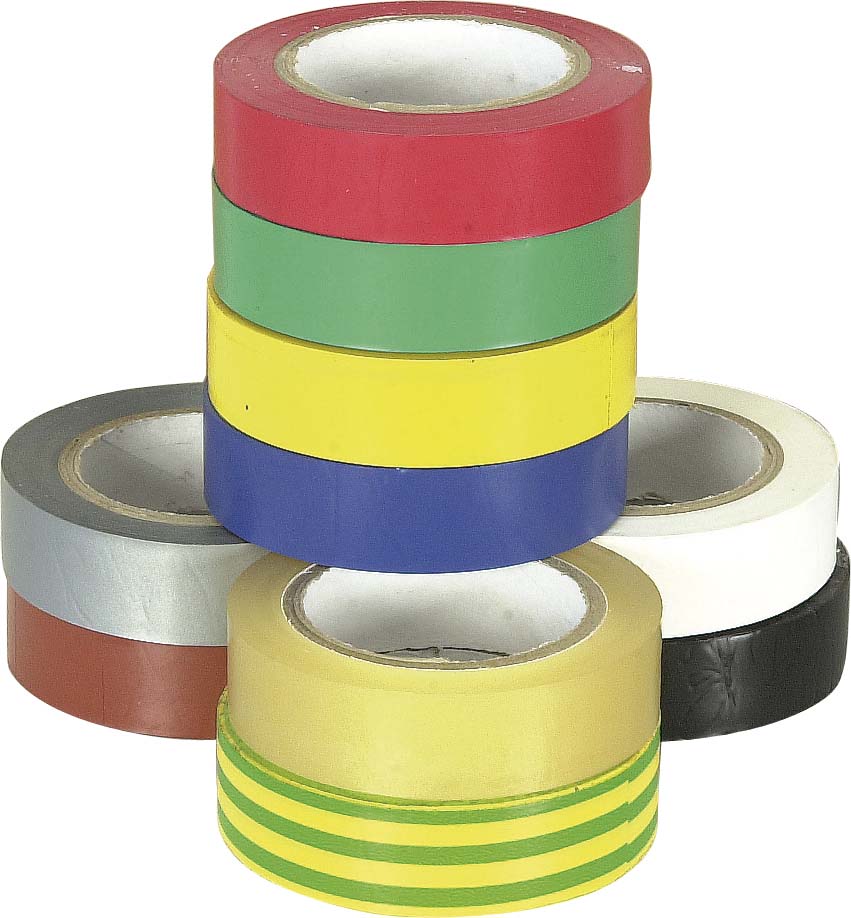 Ruban adhésif isolant PVC couleurs assorties 15mmx10m - lot de 10 pcs - 17200