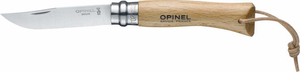 Couteau N°8 vernis naturel avec lien en cuir OPINEL - 17601