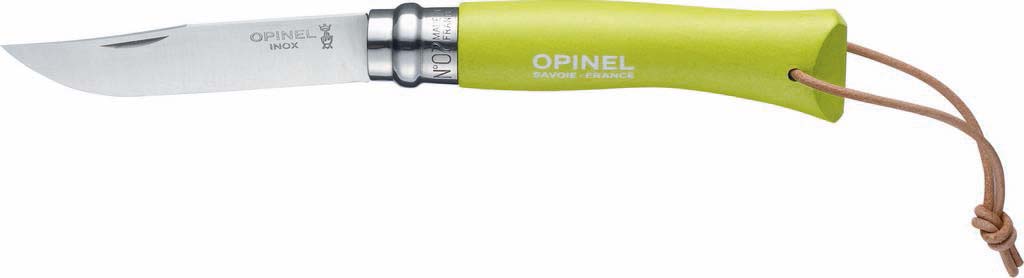 Couteau N°7 vert pomme avec lien en cuir OPINEL - 17603