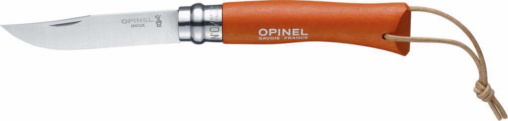 Couteau N°7 orange avec lien en cuir OPINEL - 17604