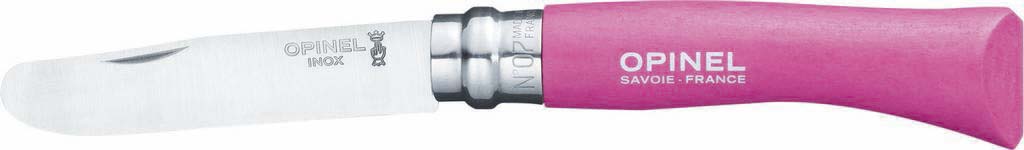 Couteau N°7 avec lame en acier inox bout rond et bague de sécurité fushia OPINEL - 17623
