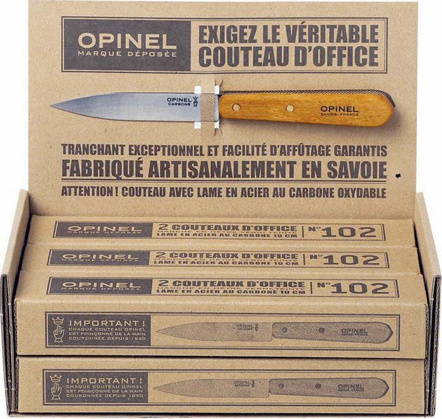 Couteau office avec lame en acier carbone - présentoir de 6 boîtes de 2 pcs OPINEL - 17667
