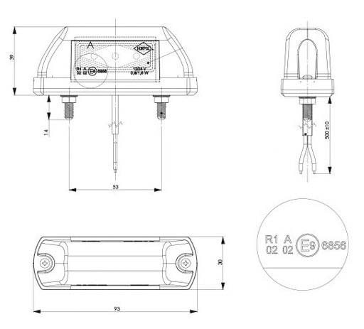 Feu de gabarit led rouge / blanc sans support SODIFLASH - 17957