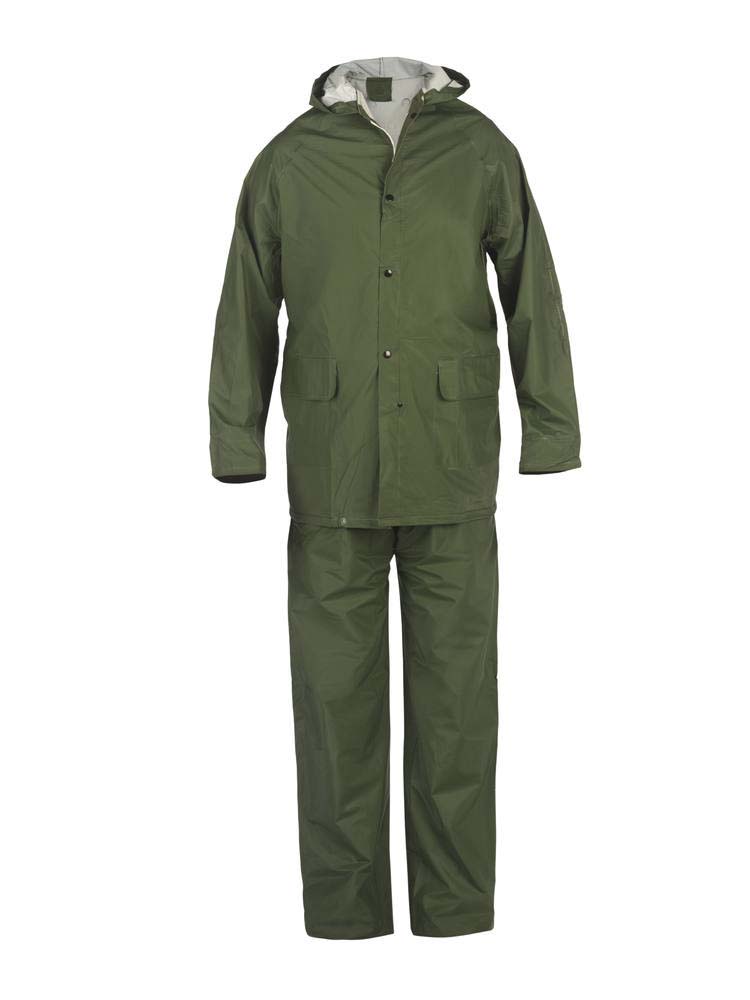 Vêtement de pluie PVC doublé avec capuche vert XL - 18240