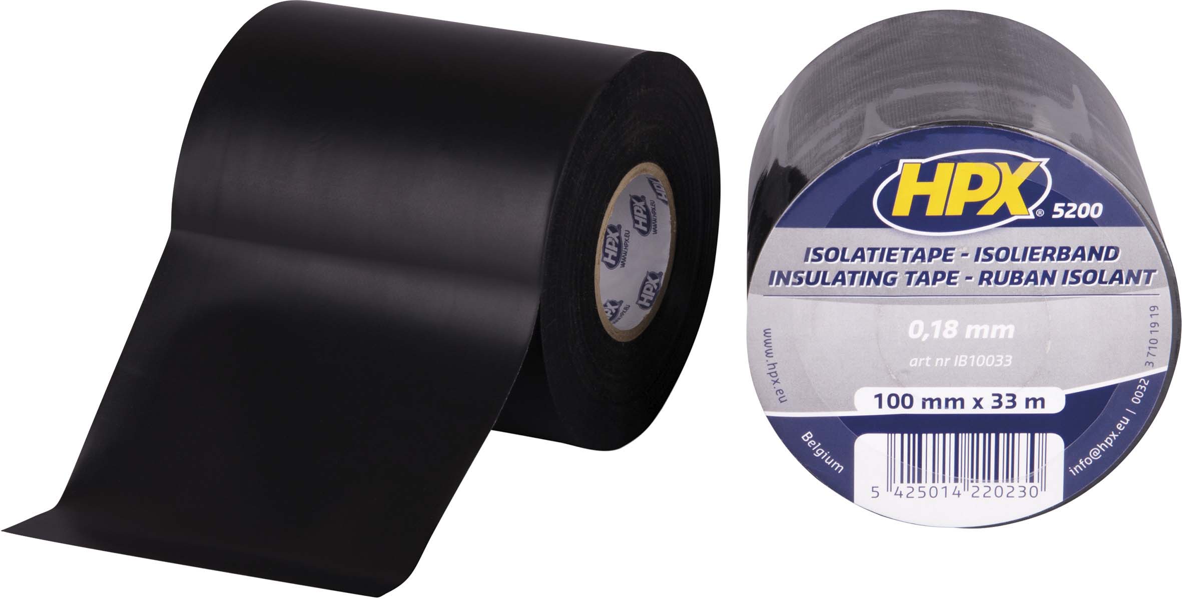 Ruban adhésif isolant PVC noir 100mmx33m HPX - 20358