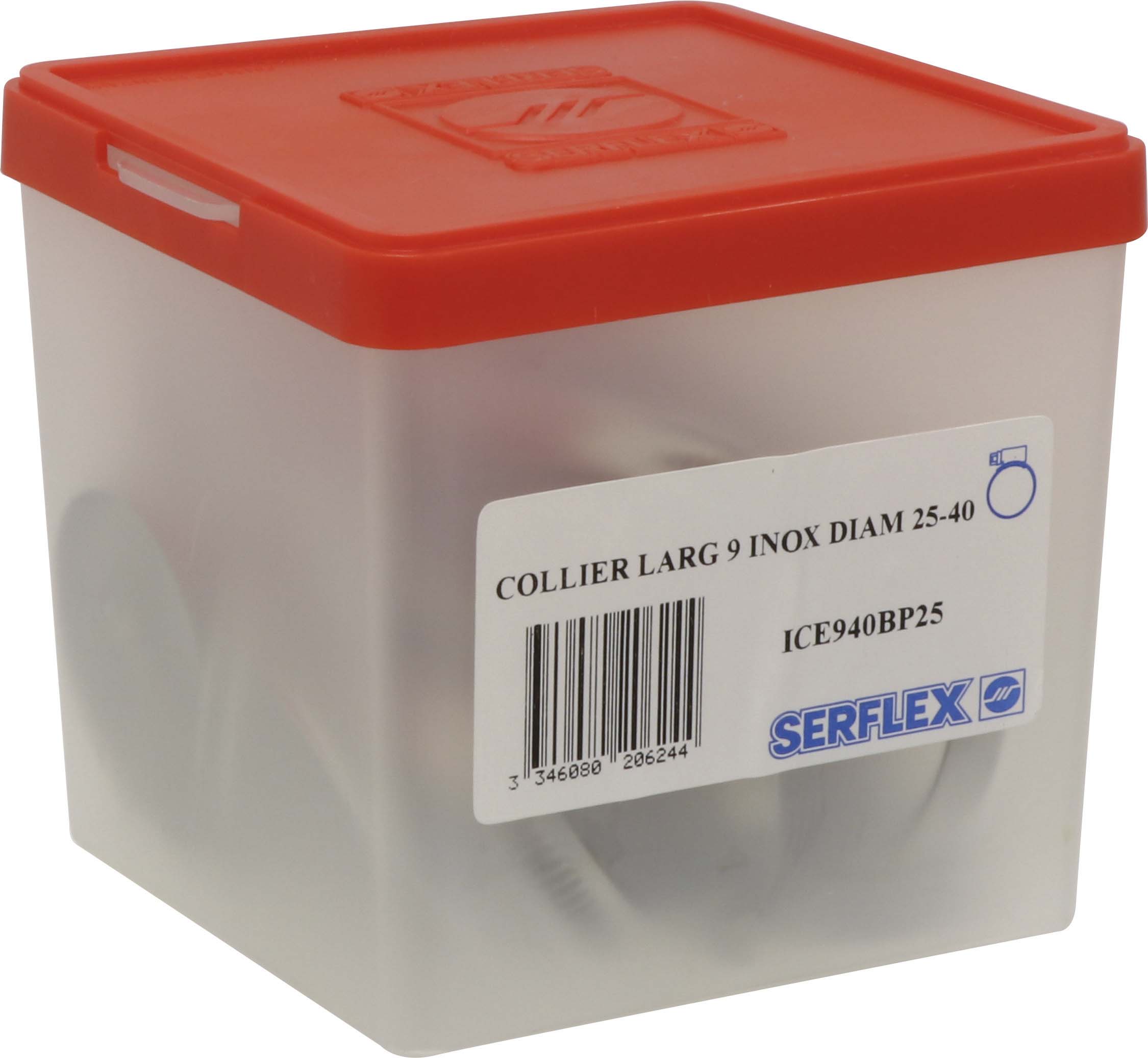 COLLIERS A CREMAILLERE BANDE PLEINE 9MM W4 25-40MM SERFLEX - BOITE DE 25 -2362525