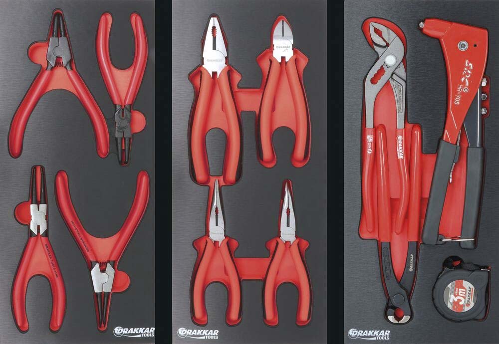 Servante d'atelier 7 tiroirs composée de 205 outils - modules finition métal DRAKKAR TOOLS - 25092