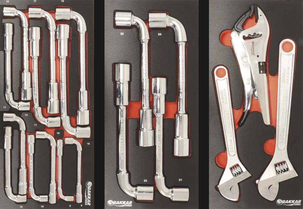 Servante d'atelier 7 tiroirs composée de 205 outils - modules finition métal DRAKKAR TOOLS - 25092