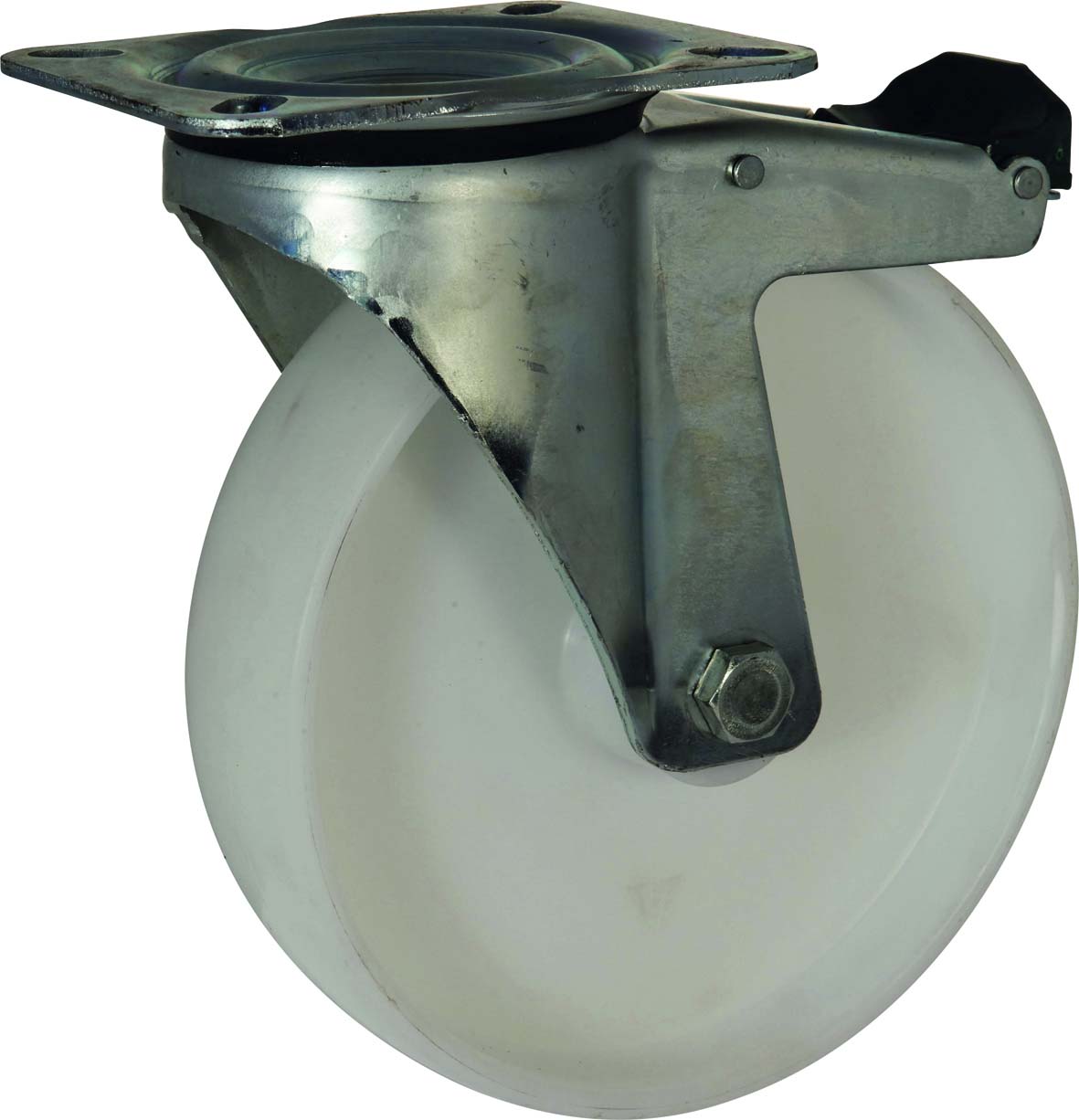 Roulette pivotante +frein pp blanc d.125x38 al rlx cu 150kgs - 26353