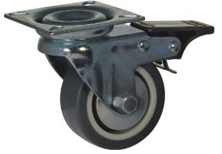 Roulette pivotante +frein corps nylon d.60 al lisse 50kg - 26382