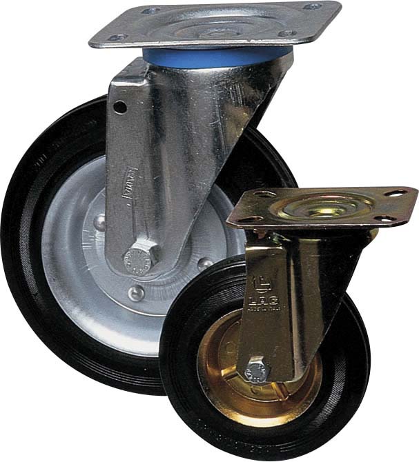 Roulette pivot. chape zinguee bandage caoutchouc d.80 60kg - 26410