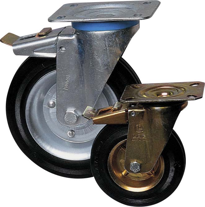 Roulette pivot.+frein chape zinguee bandage caoutchouc d.80 - 26420