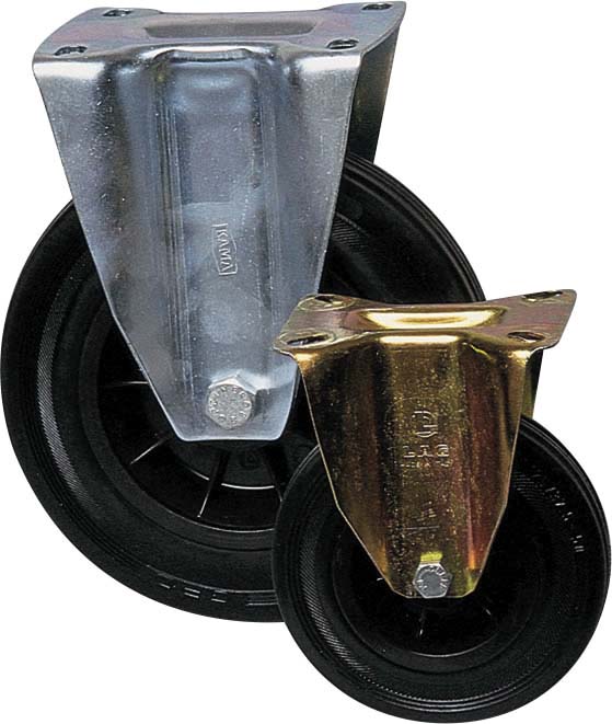 Roulette fixe chape zinguee bandage caoutch. d100 75kgs - 26470