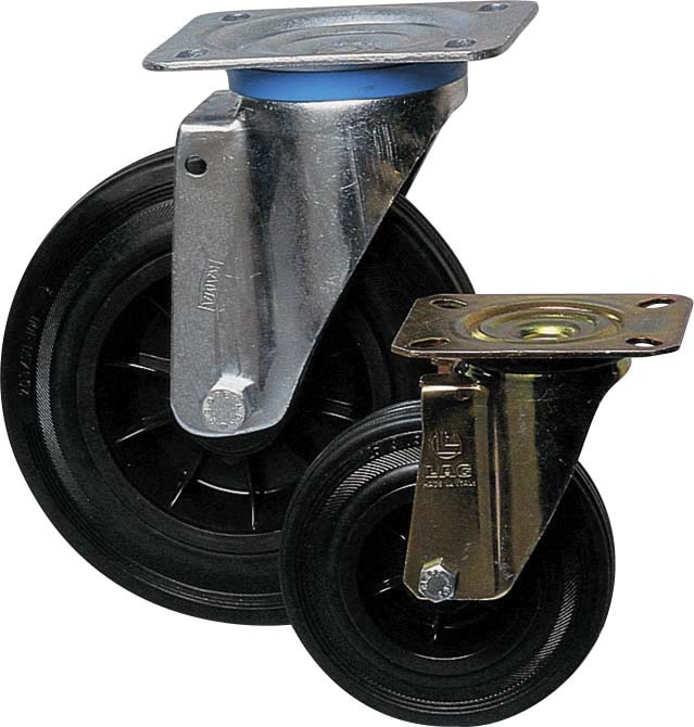 Roulette pivot. chape zinguee bandage caoutch. d100 75kgs - 26474