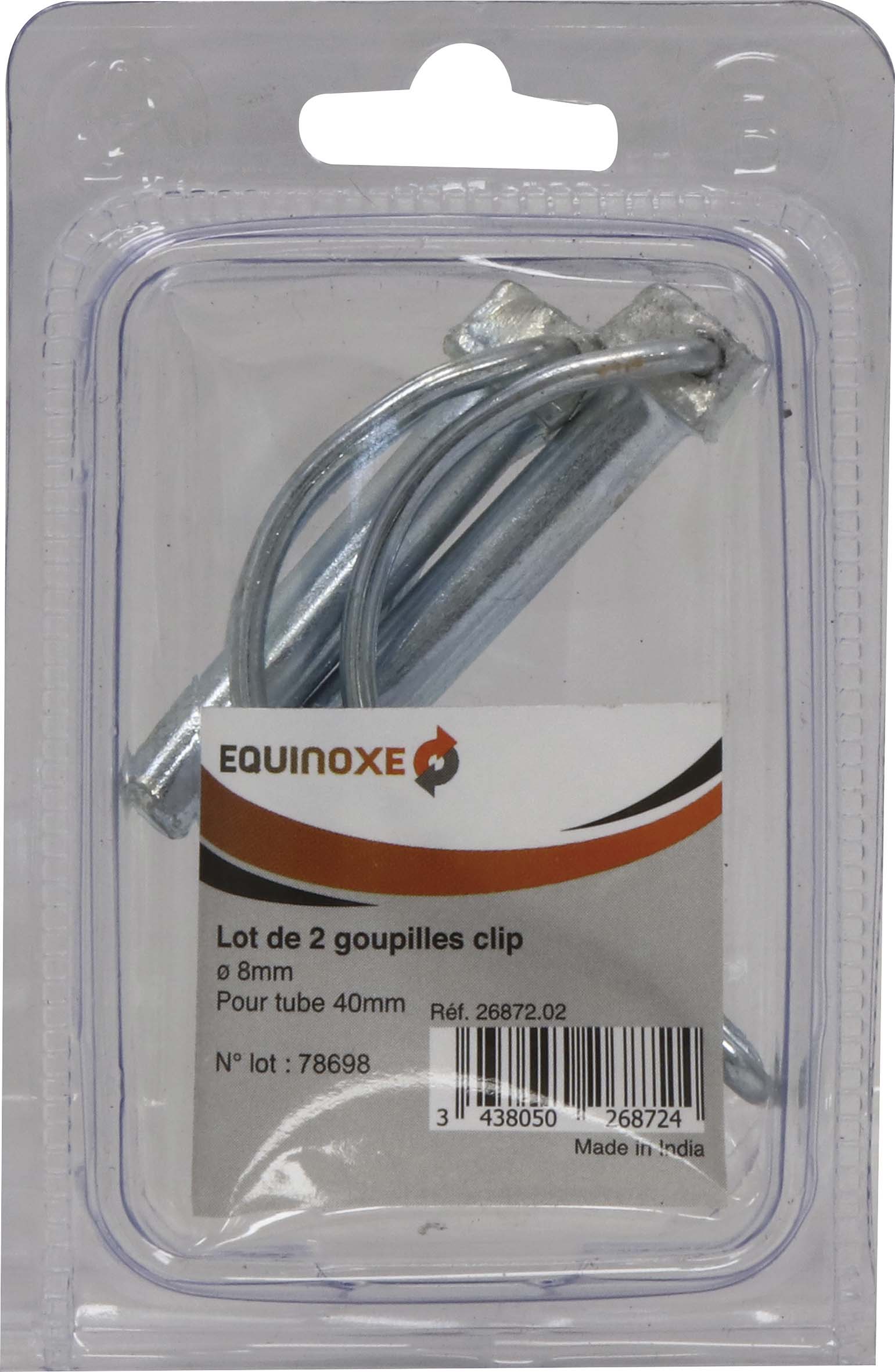 Lot de 2 goupilles clip 8mm pour tube 40mm EQUINOXE - 26872.02