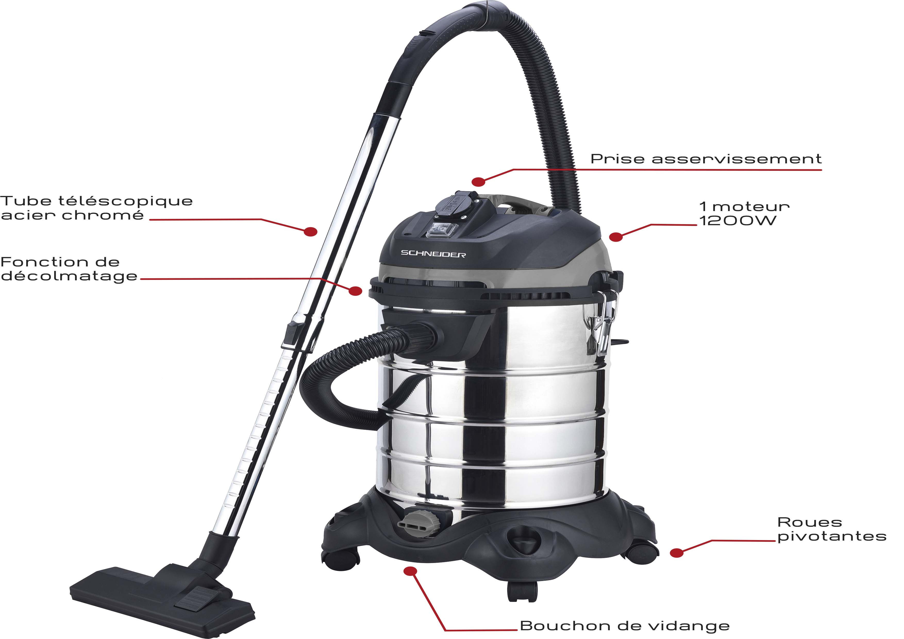 Aspirateur eaux et poussières 30l 230v 1 SCHNEIDER - 50005