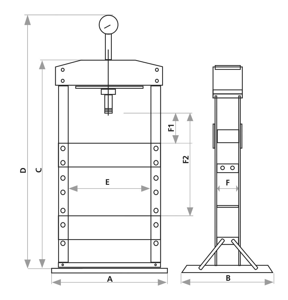 Presse d'atelier manuelle 12t bâti boulonné DRAKKAR EQUIPEMENT - 52690