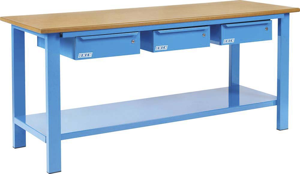 Etabli plateau bois avec 3 tiroirs 2000x700mm 400kg OMCN - 53160