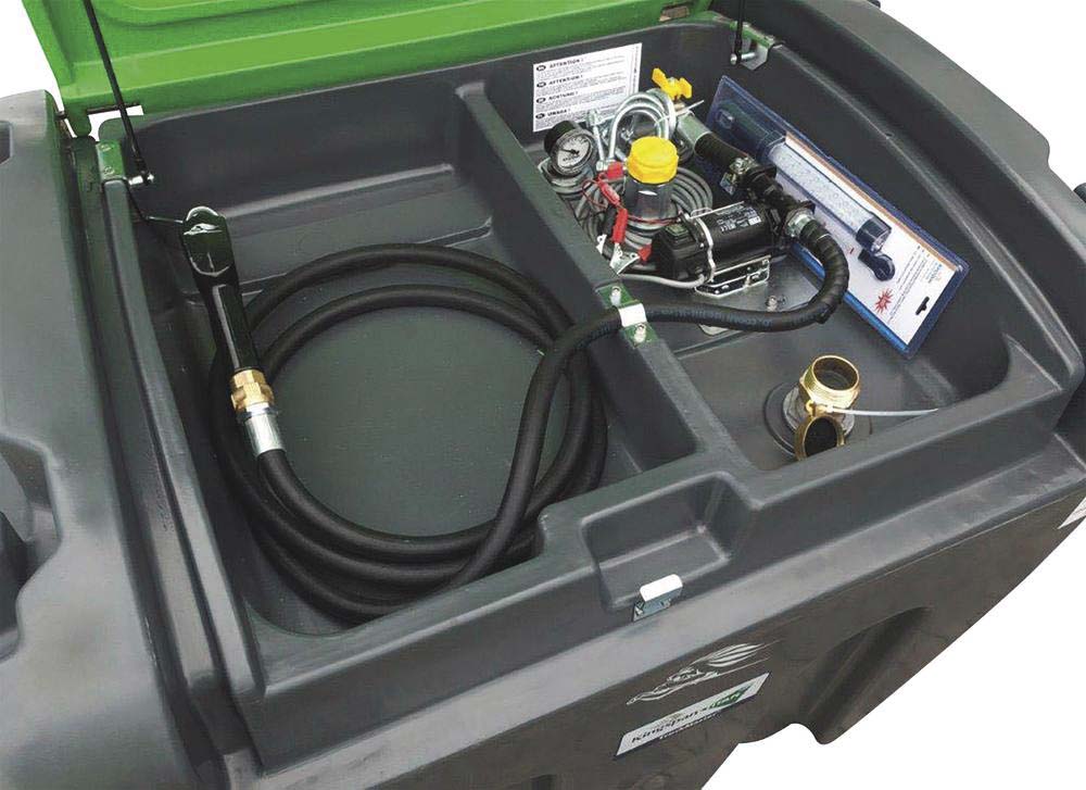 Cuve de ravitaillement gasoil PE 900L avec kit pompe à gasoil 12V 50 l/min et pistolet automatique et capot KINGSPAN - 56010